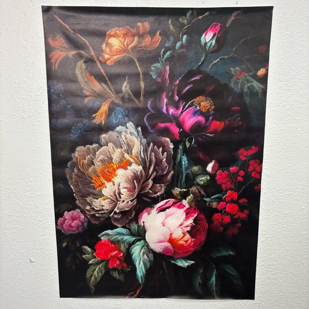 Moody Floral Canvas Wall Art Dark Botanical Print 16x24 Unframed